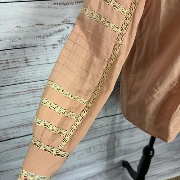 Sundance blouse pale pink xsmall eyelet lace button down Dressy peplum blouse - Picture 7 of 8